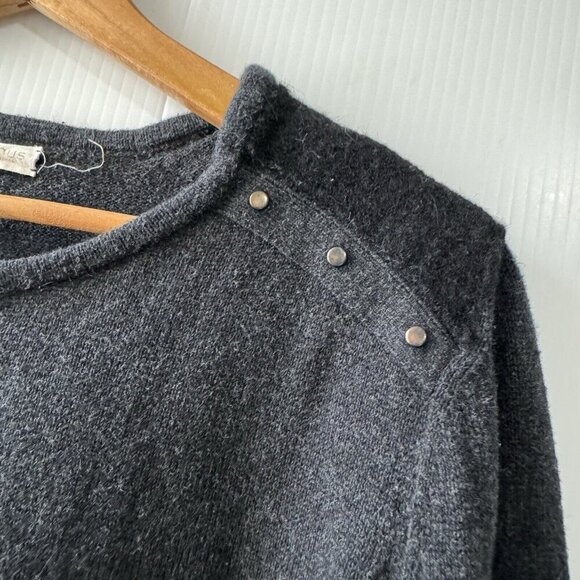 INDIGENOUS Black Long Sleeve 100% Organic Cotton Sweater Sz L Alpaca Wool Trim - Picture 8 of 16